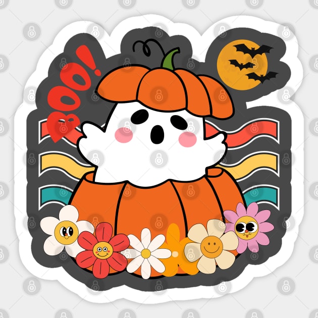 Peek a Boo Cute Ghost Sticker by BloomInOctober